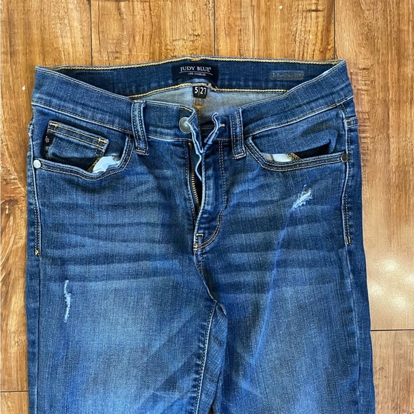JUDY BLUE Women’s Blue Distressed Skinny Fit Ankle Jean Pant Size 5 27 - Picture 3 of 15